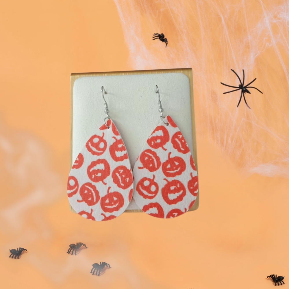 Jack O Lanterns Faux Leather Earrings